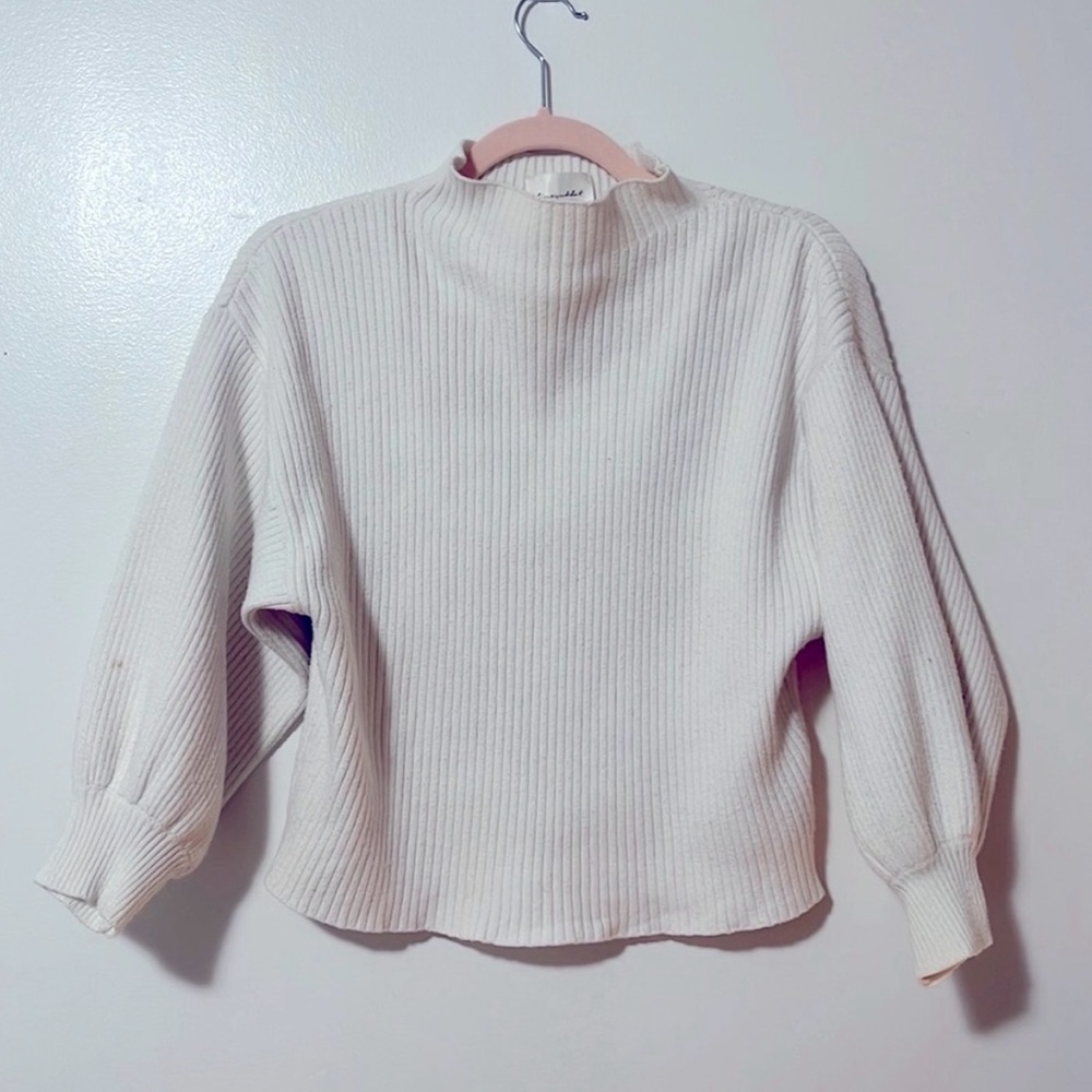 Line And Dot Chunky alder Mock Neck Ribbed Sweater Sz. S